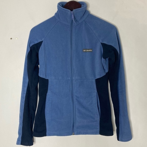 Columbia Size Small Zippered 2-Tone Fleece Jacket Blue Gorpcore Hiking Outdoor - Picture 2 of 8